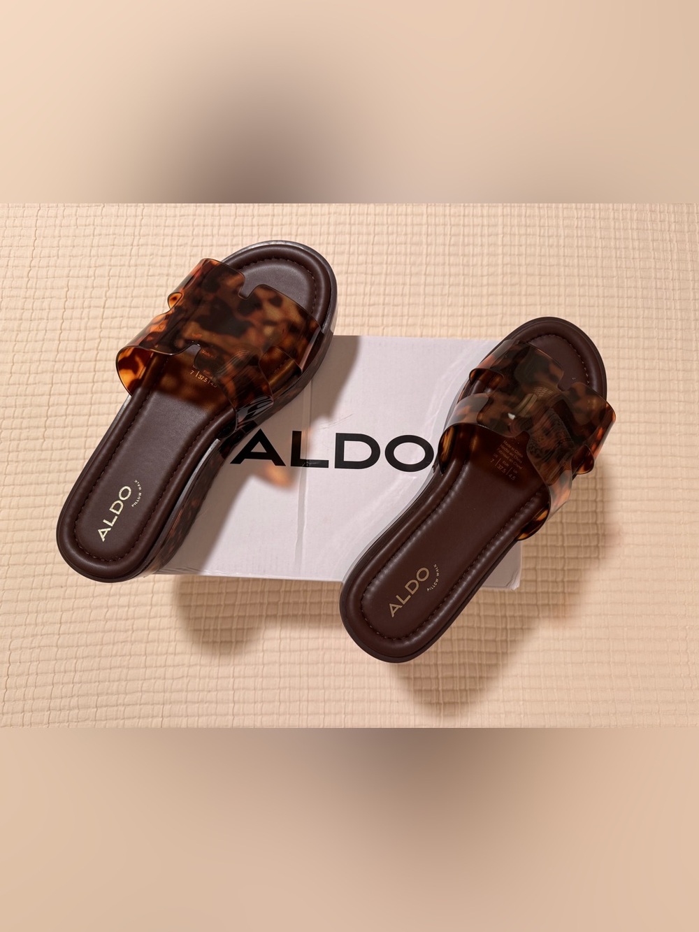 ALDO Brown Tortoiseshell Slide Sandals